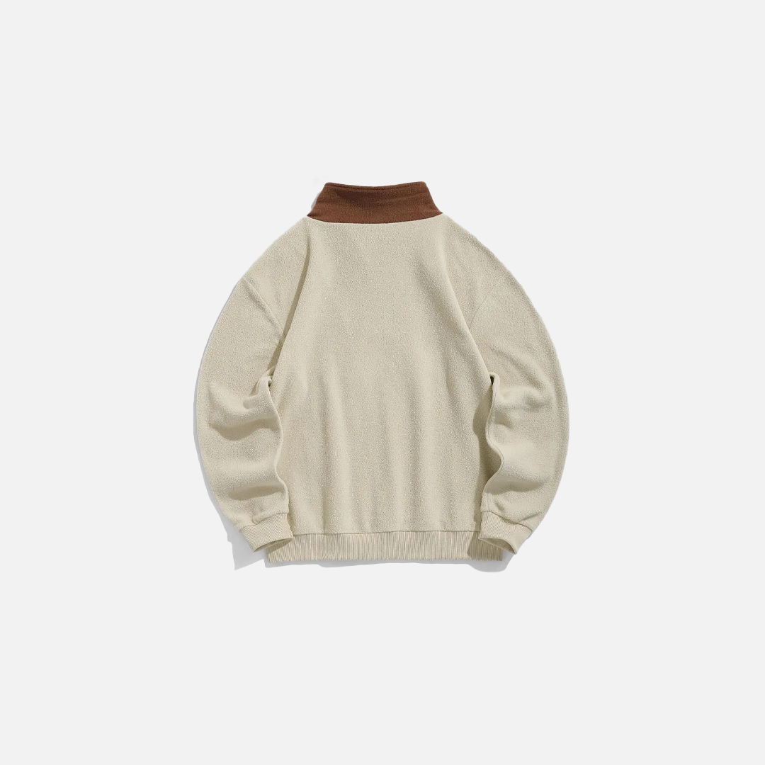 Colorblock Letter Embroidered Zip Sweatshirt - Luxuryurbanwear