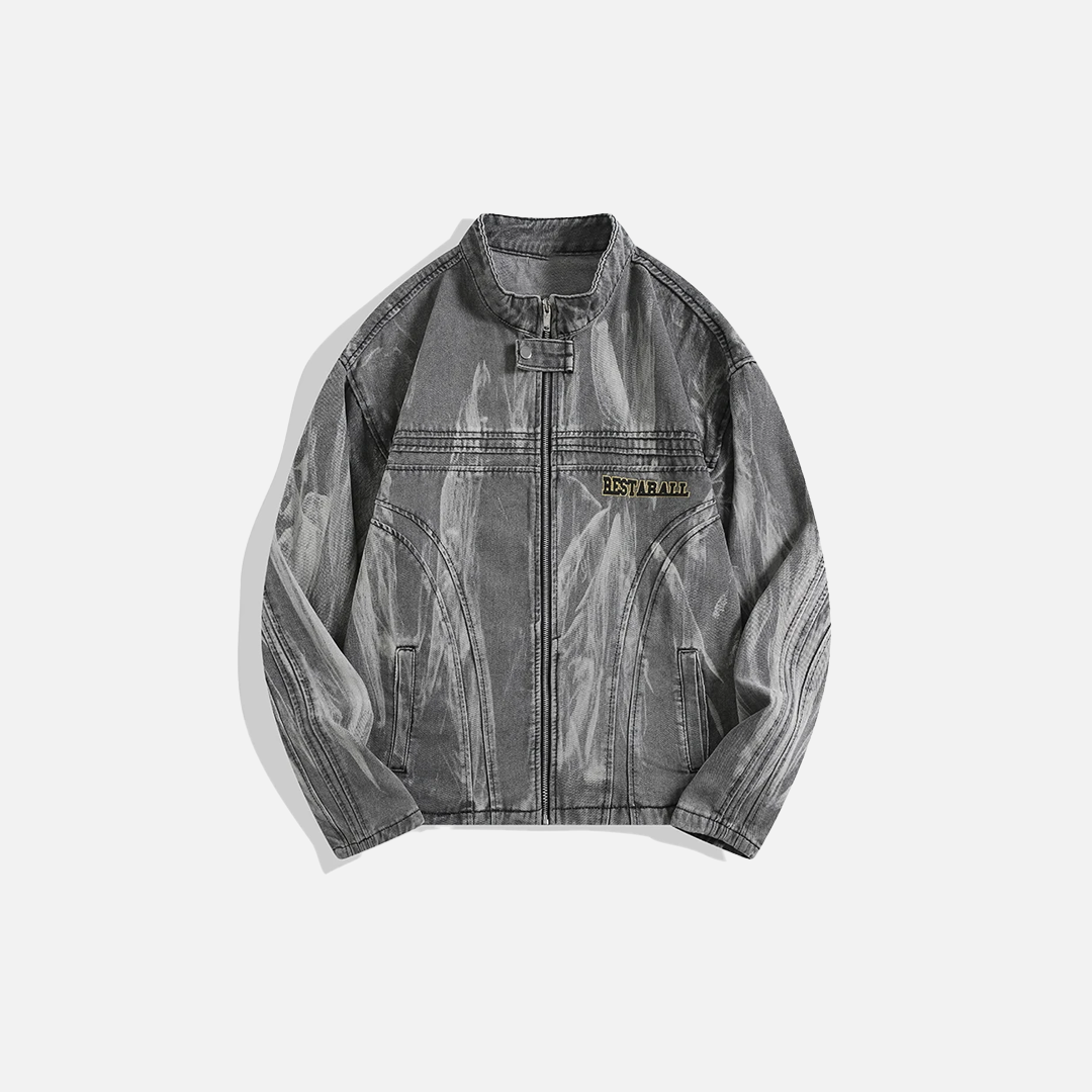 Versatile Streetwear Distressed Tie Dye Denim Jacket - Luxuryurbanwear