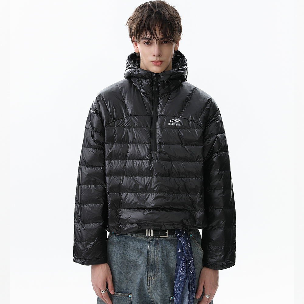Lightweight Half-Zip | Hooded Puffer Jacket - Luxuryurbanwear