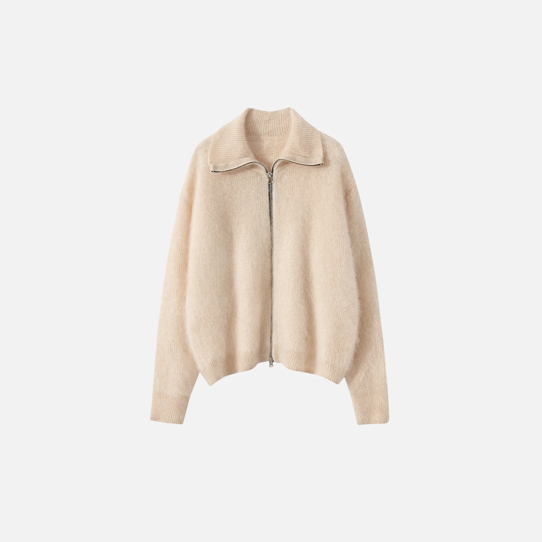 Plush Cashmere Zipper Knitwear Cardigan - Luxuryurbanwear