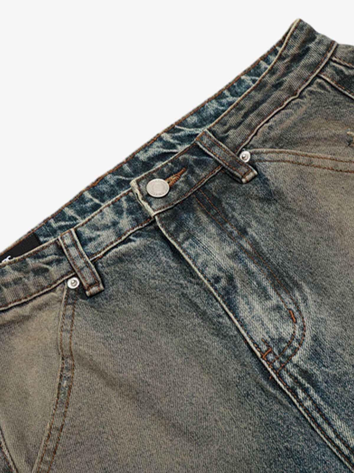 Vintage Mud-Dyed Distressed Barrel Jeans - 2537