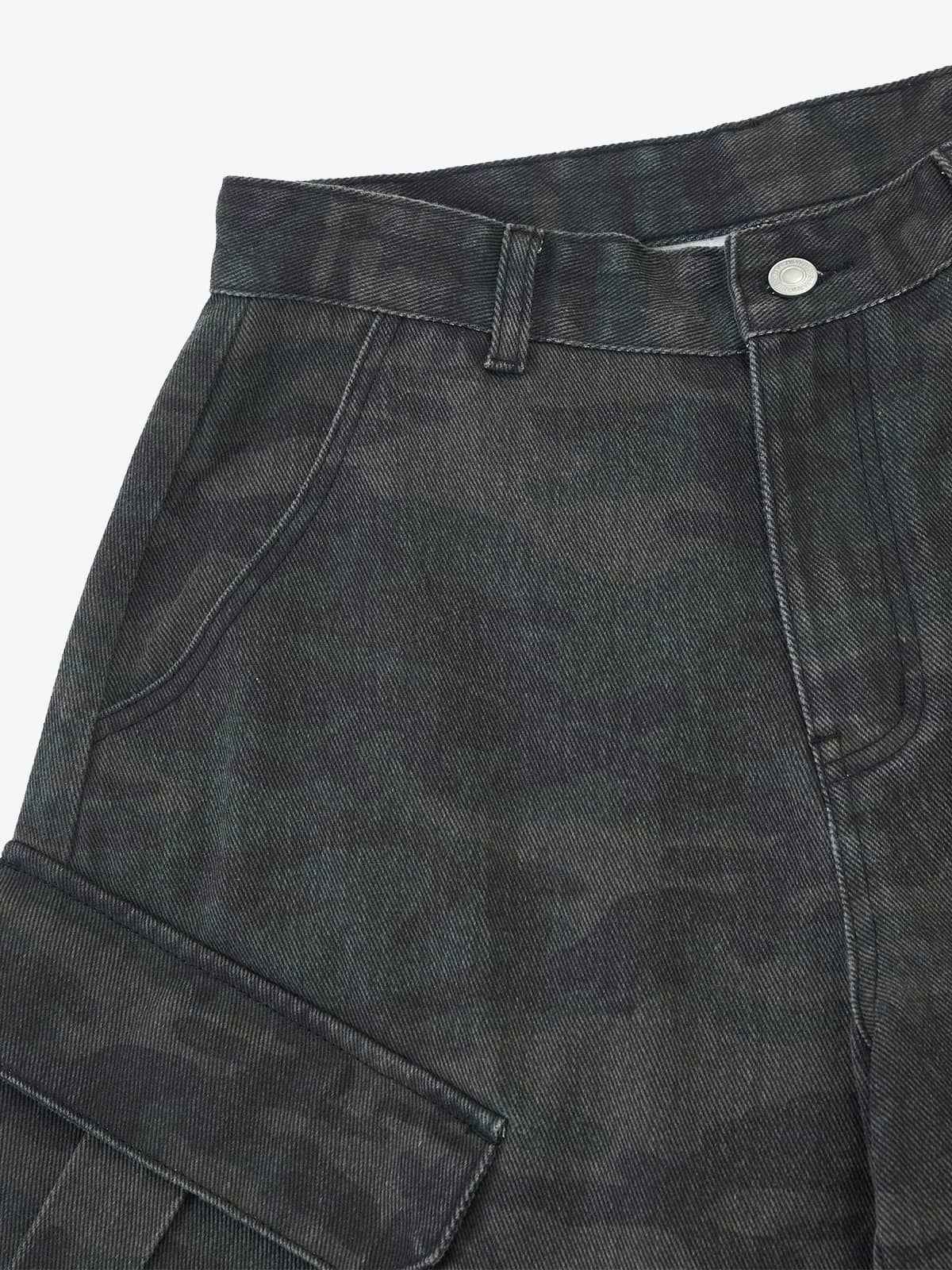 Retro Camo Multi-Pocket Cargo Barrel Pants