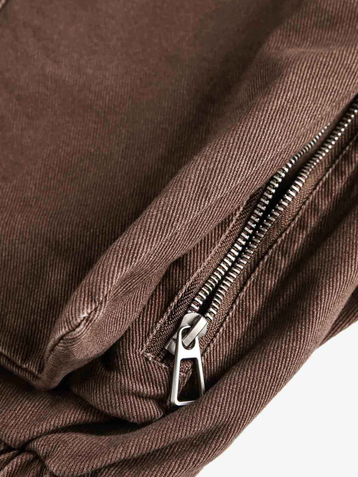 Stand Collar Elastic Hem Pocket Jacket