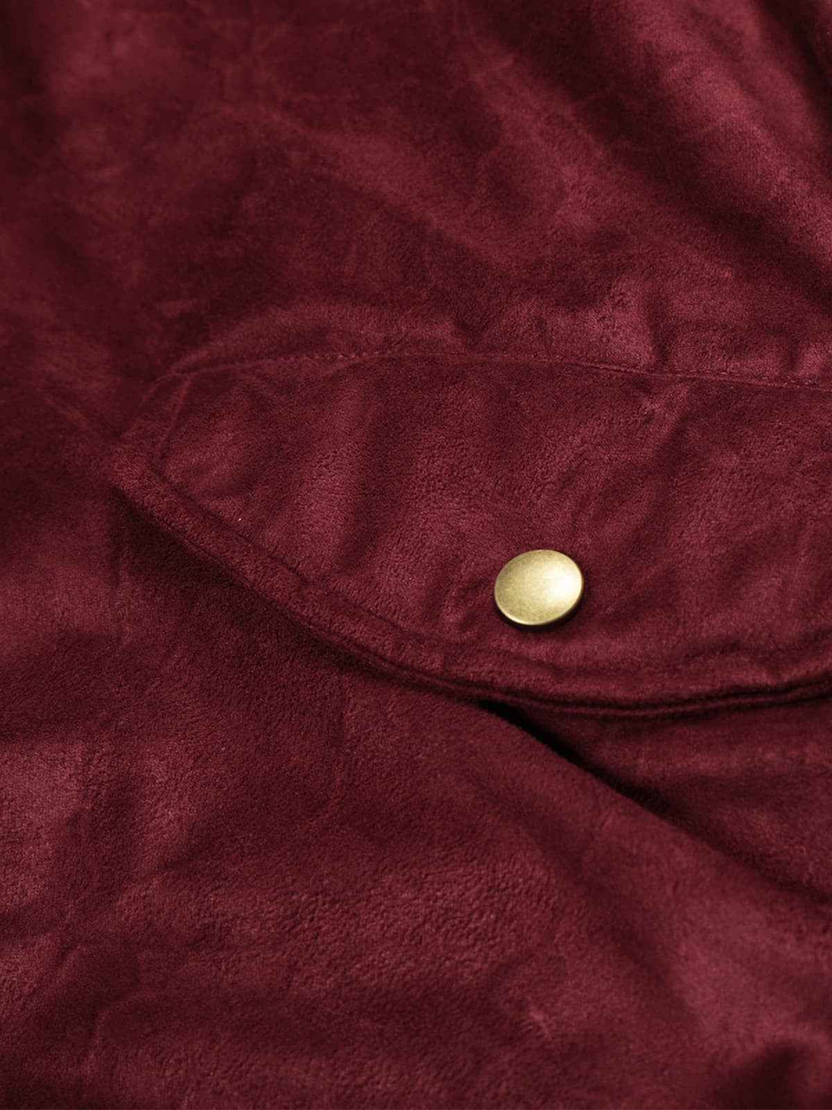 Retro Suede Faux Fur Collar Fleece Lined Bomber Jacket