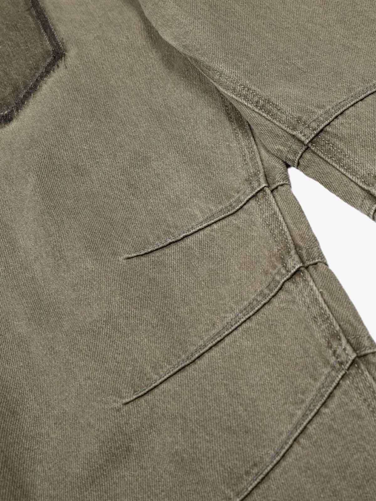 High Waist Pleated Barrel Leg Washed Pants - Luxuryurbanwear