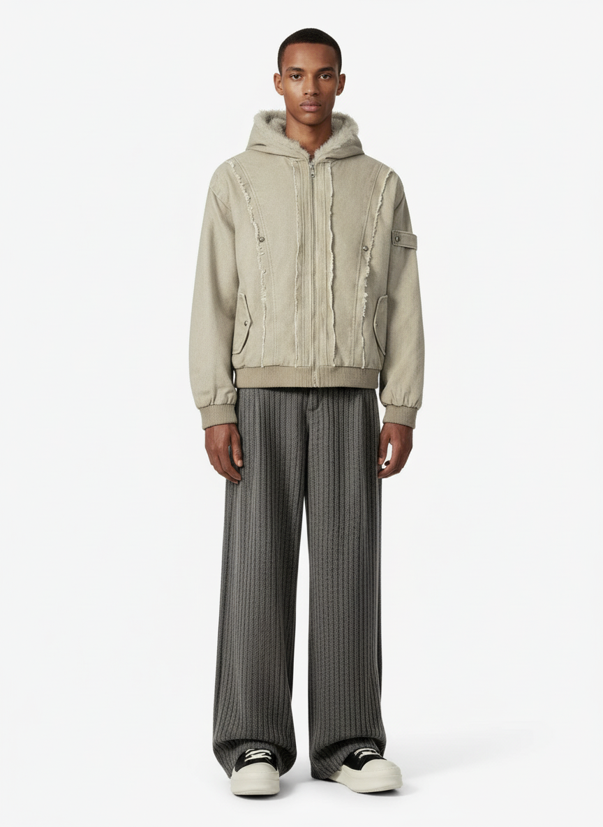 Retro Washed Fleece-lined Hooded Work Jacket - Luxuryurbanwear