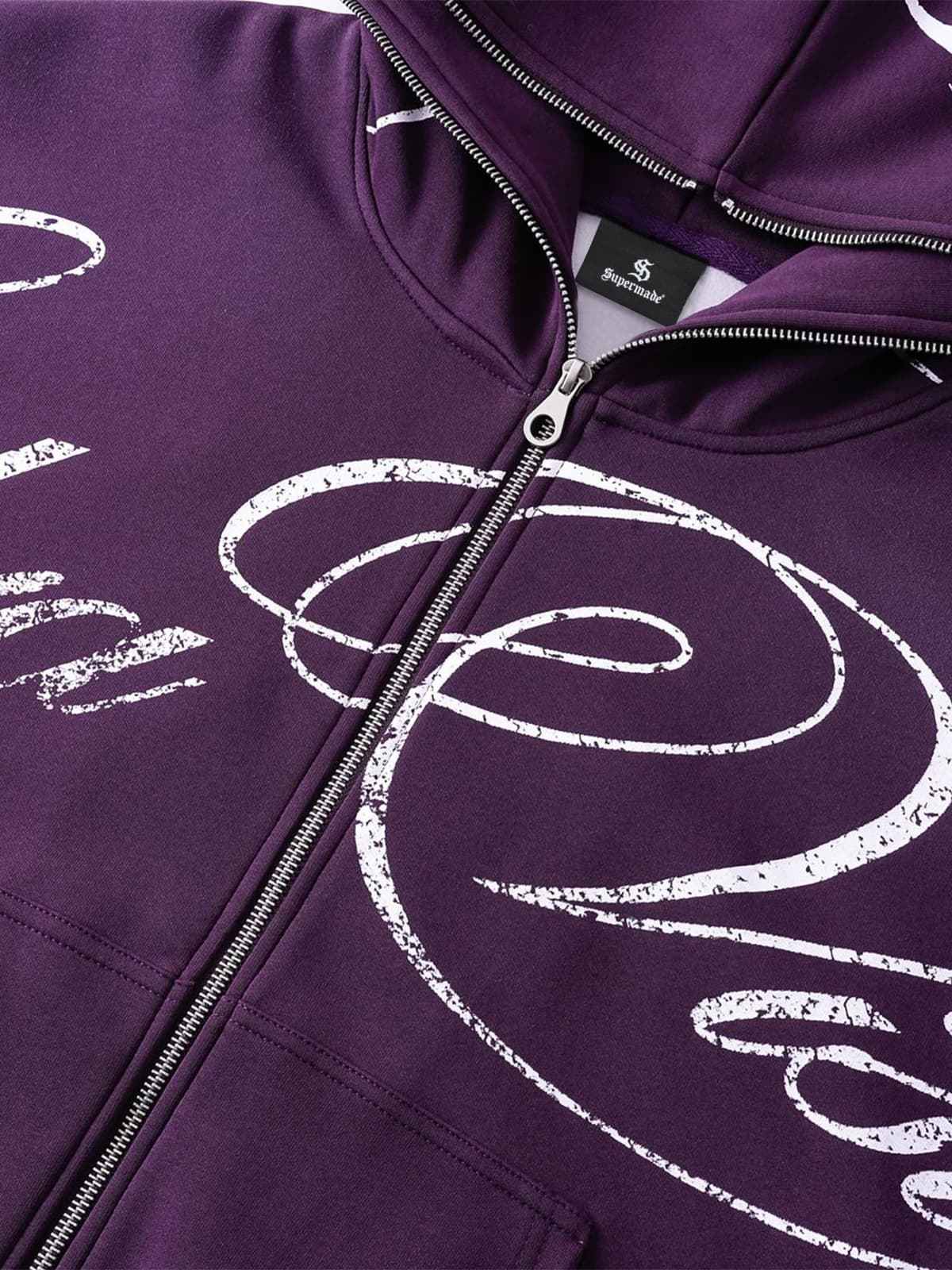 High Street Script Letter Print Zip-up Hoodie Jacket