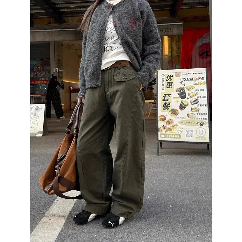 Retro Knife Pant Cut Tapered Cargo Casual Pants for Women, Loose Versatile Casual Drapey Long Pants, Ins Trendy - Luxuryurbanwear