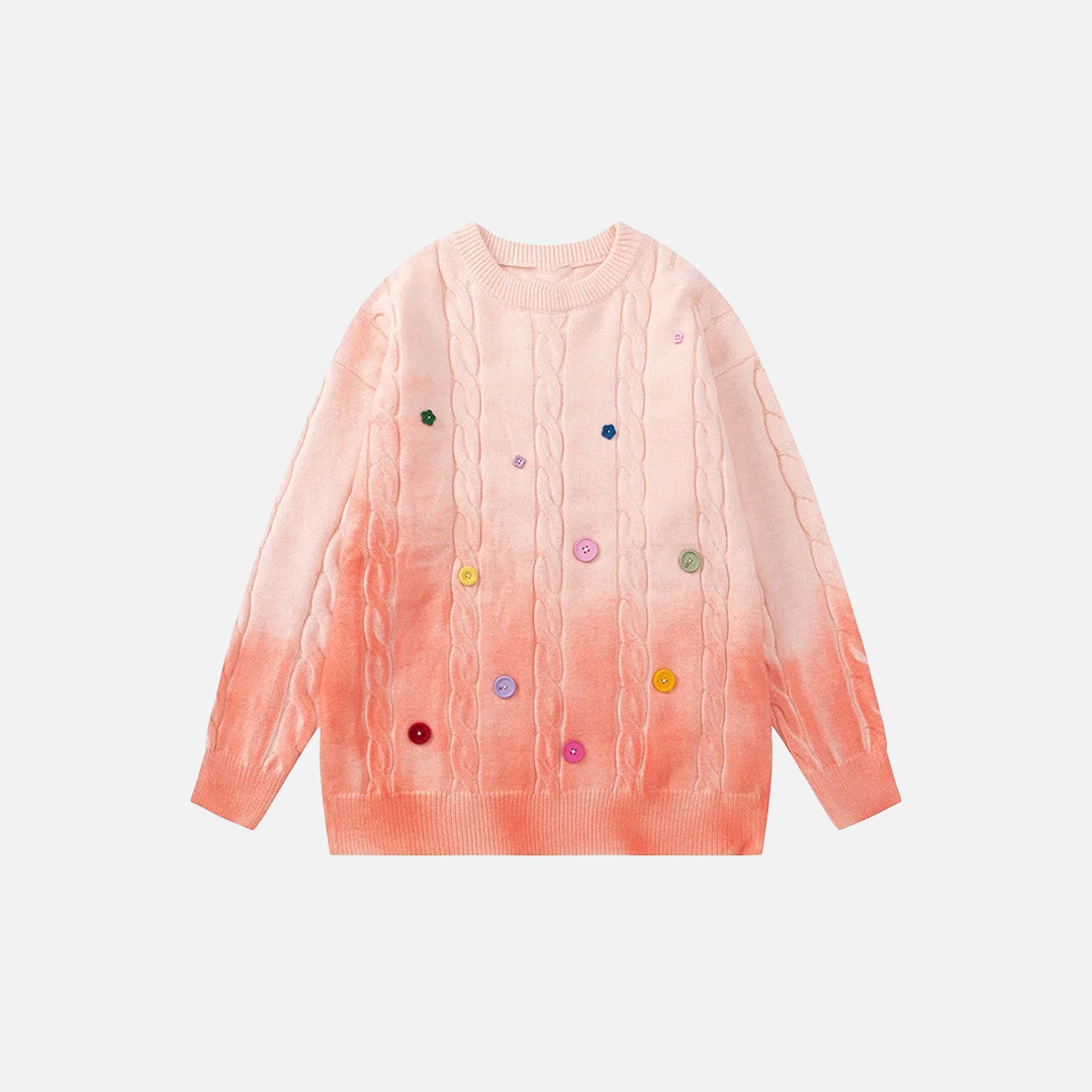 Y2K Colorful Gradient Cable Knit Sweater - Luxuryurbanwear