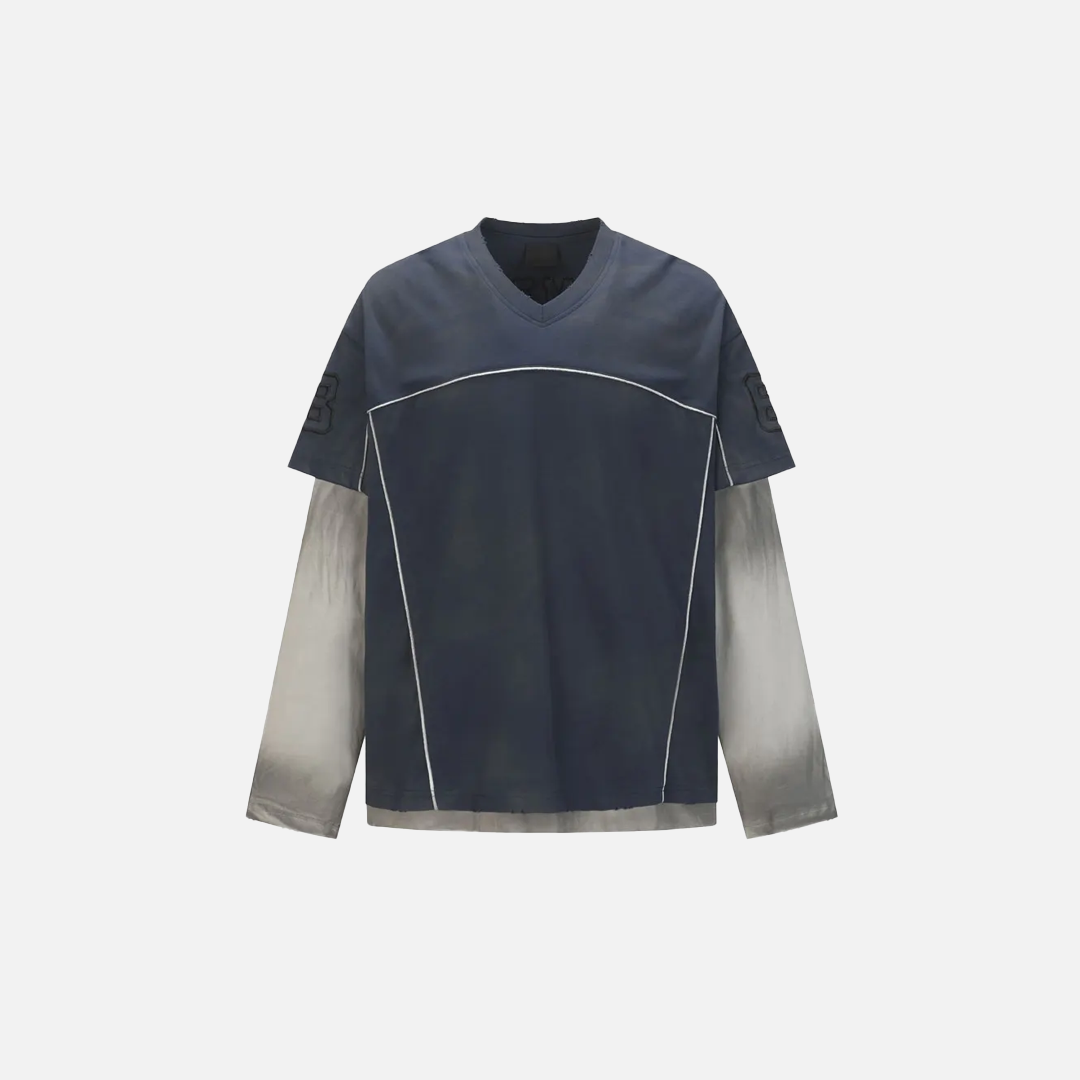 Grunge Two Layered Long Sleeve Sports T-Shirt - Luxuryurbanwear