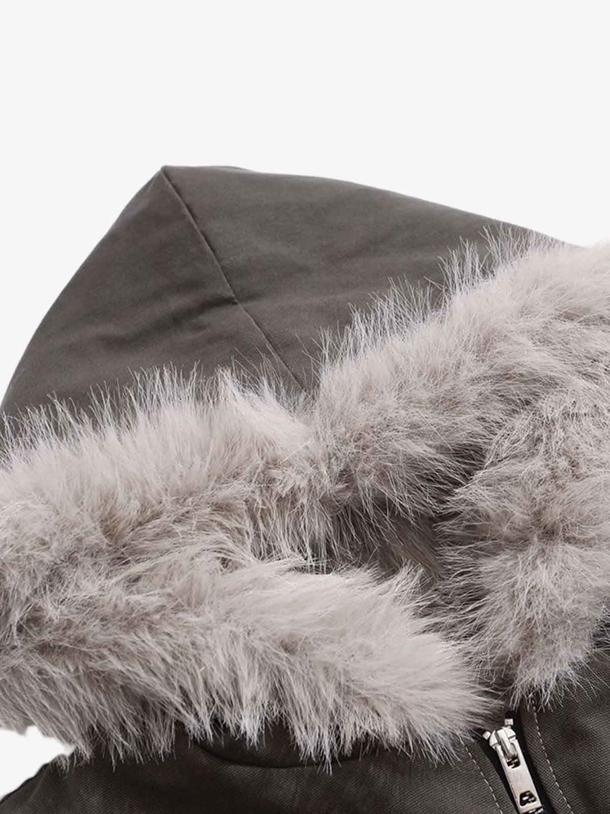 Faux Fur Hooded Padded Bomber Jacket