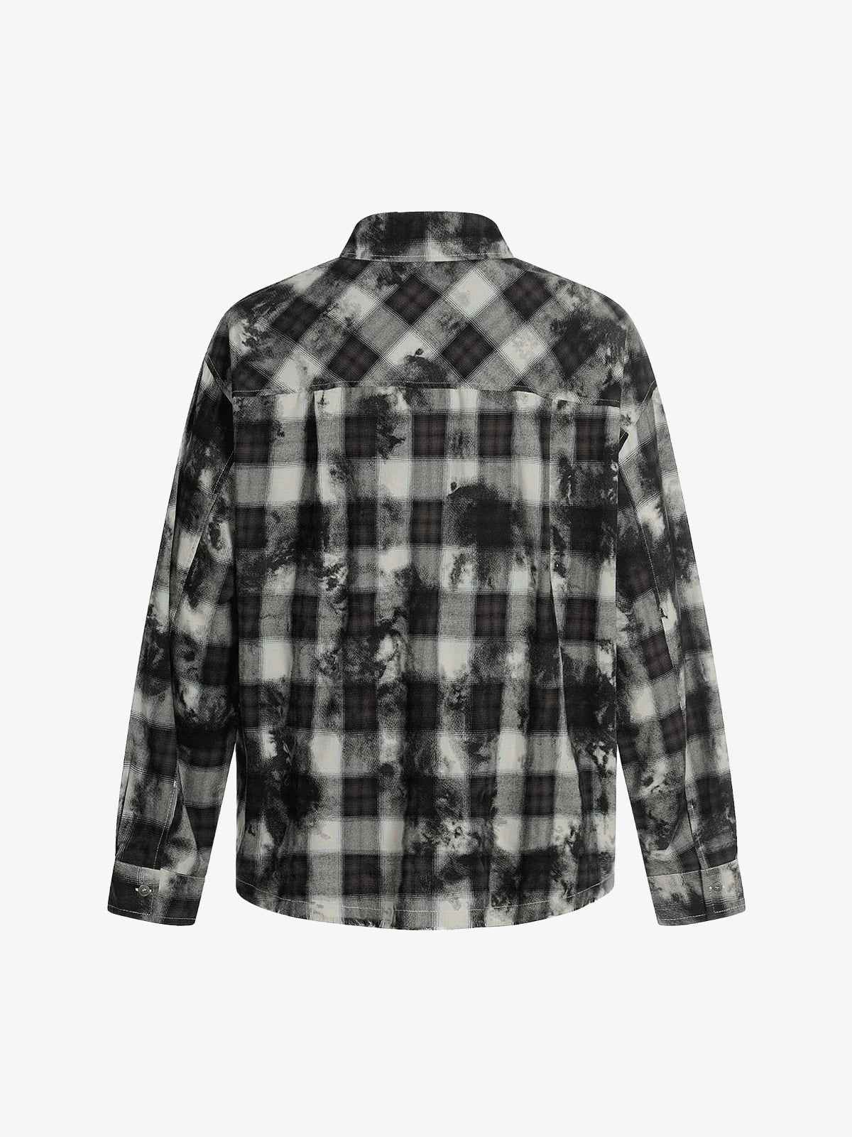 Vintage Wash Plaid Spray Dye Raw Hem Shirt