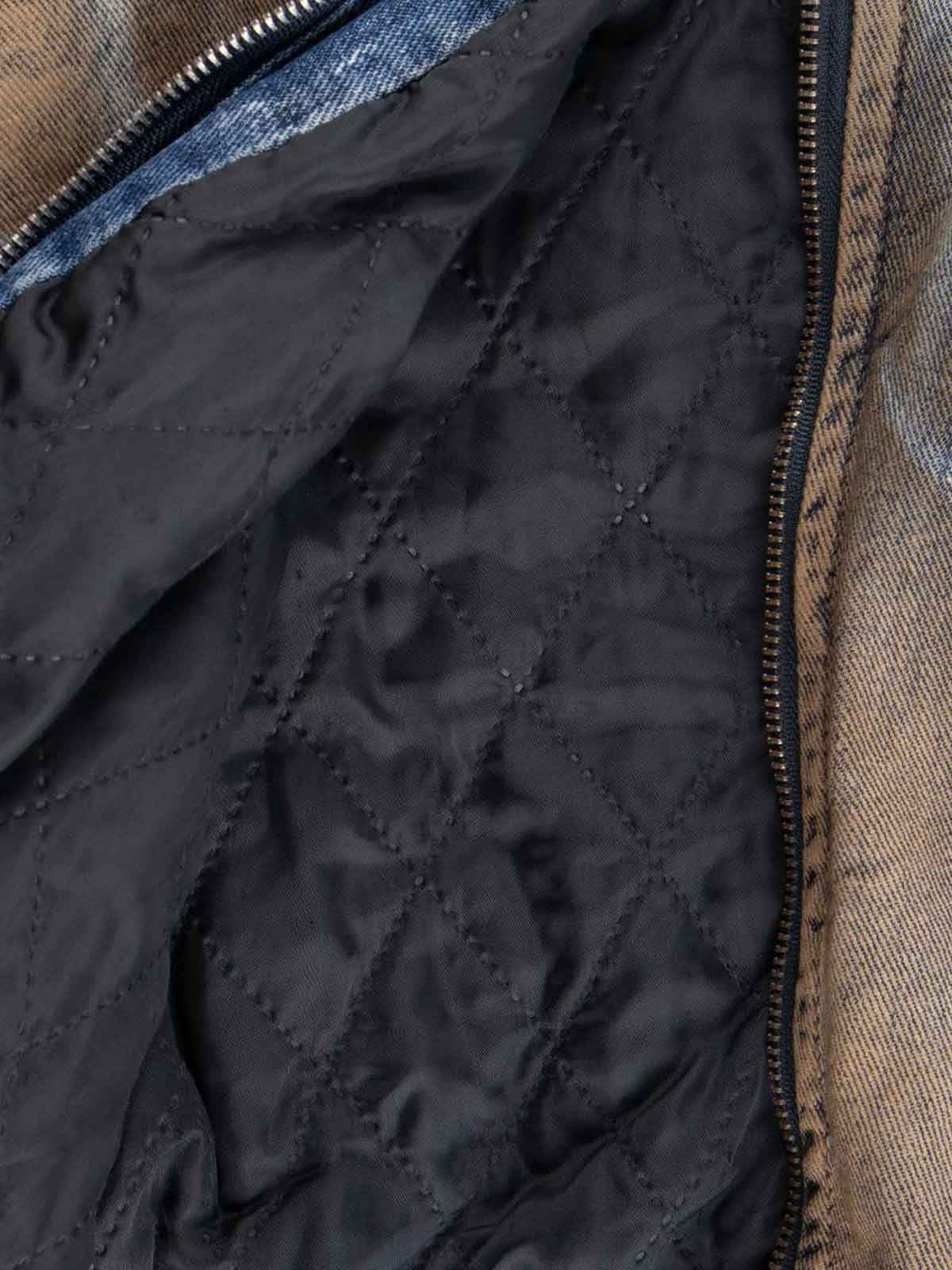 Distressed Mud-Dyed Frayed Edge Denim Bomber Jacket