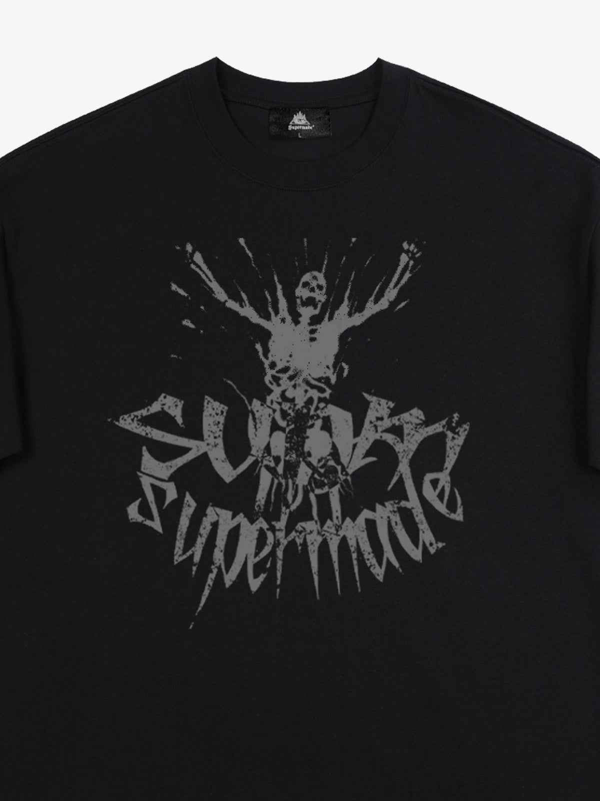 Gothic Skull Distressed Letter T-Shirt