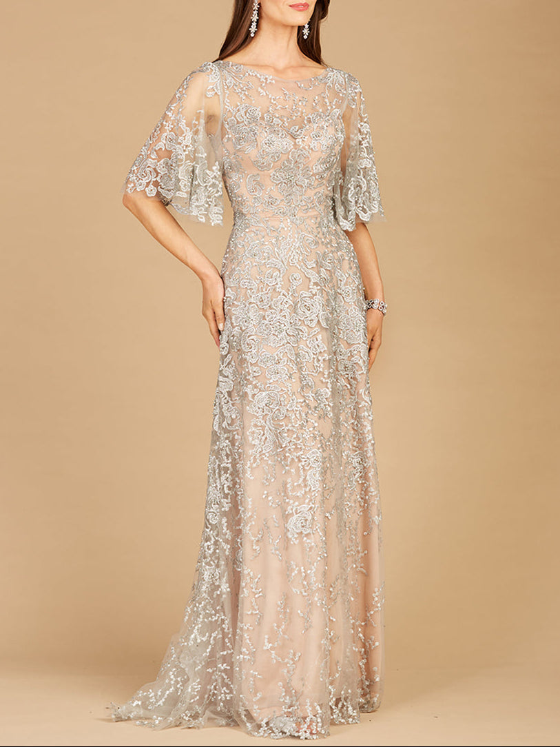 Lara 33277 - Cape Sleeve Mother's Gown