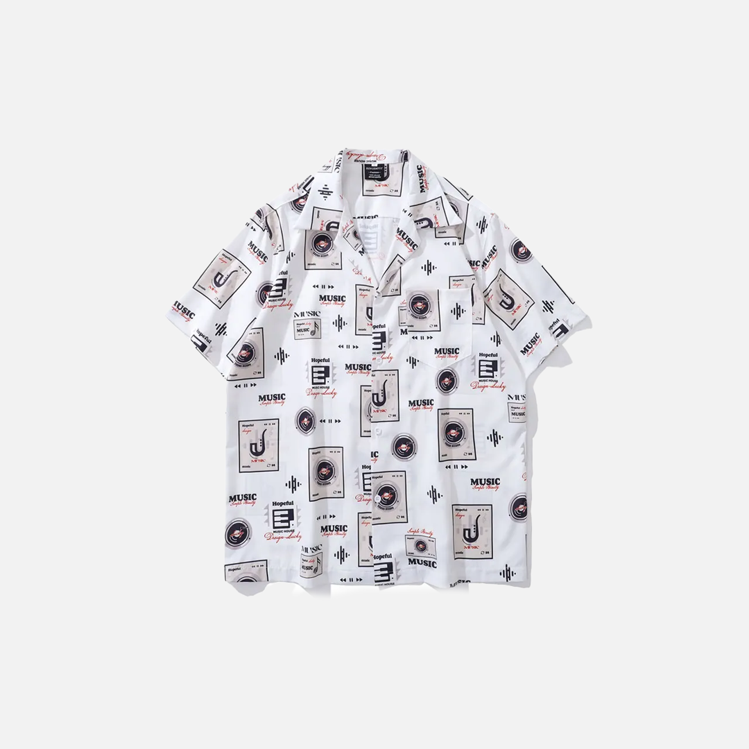 Retro Essential Music Player Graphic Short Sleeve Shirt - Luxuryurbanwear