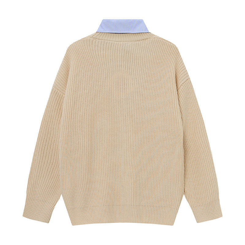 Prep Layer | Knit Cardigan with Shirt & Tie Detail - Luxuryurbanwear