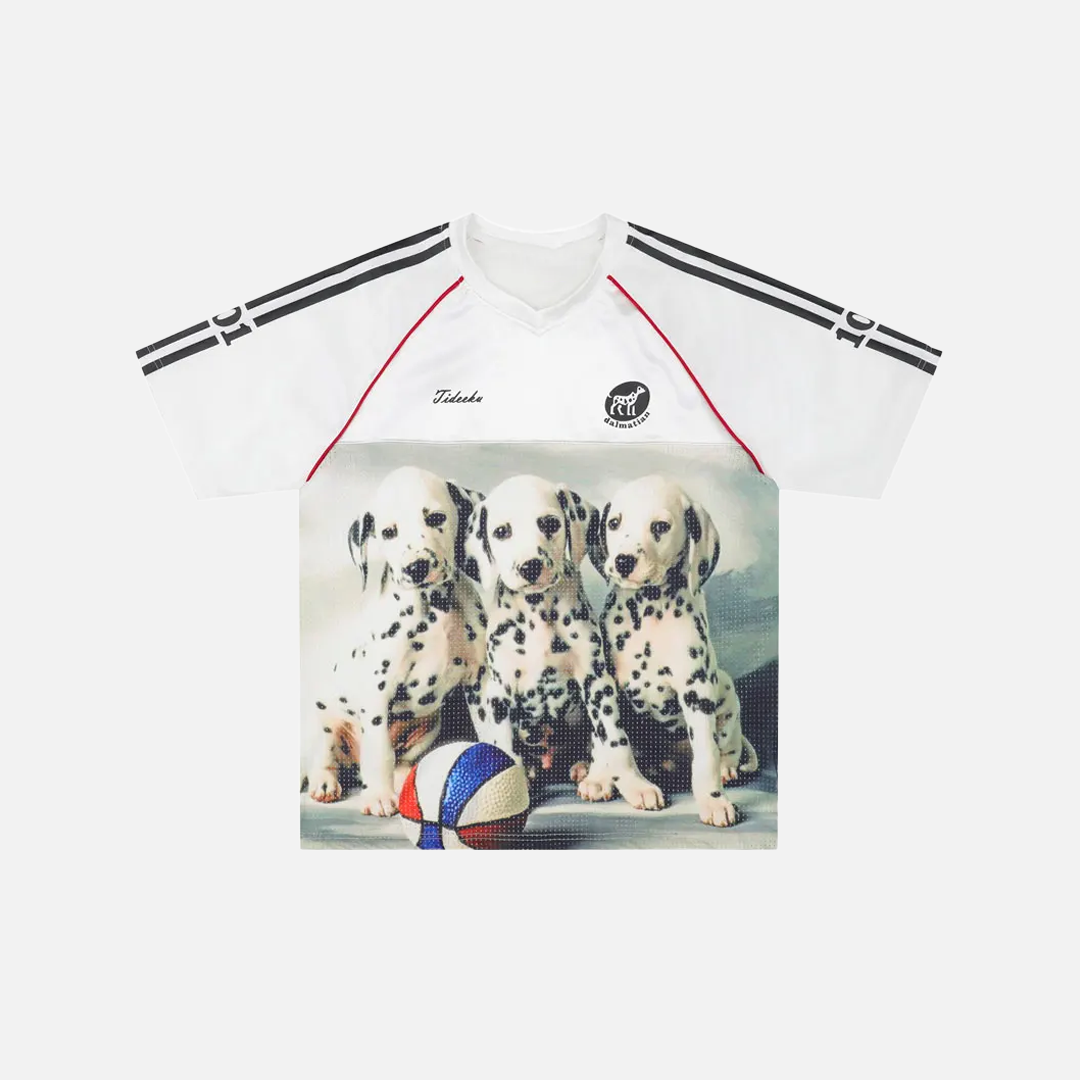 Insulated Dalmatian Graphic Mesh Jersey T-Shirt - Luxuryurbanwear