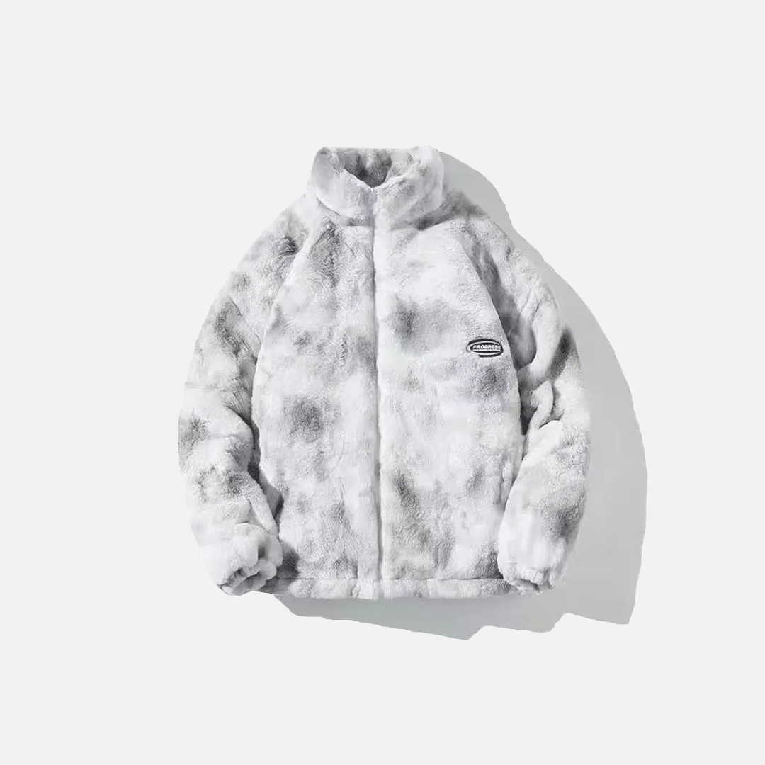 Winter Tie Dye Print Parka Faux Fur Jacket - Luxuryurbanwear
