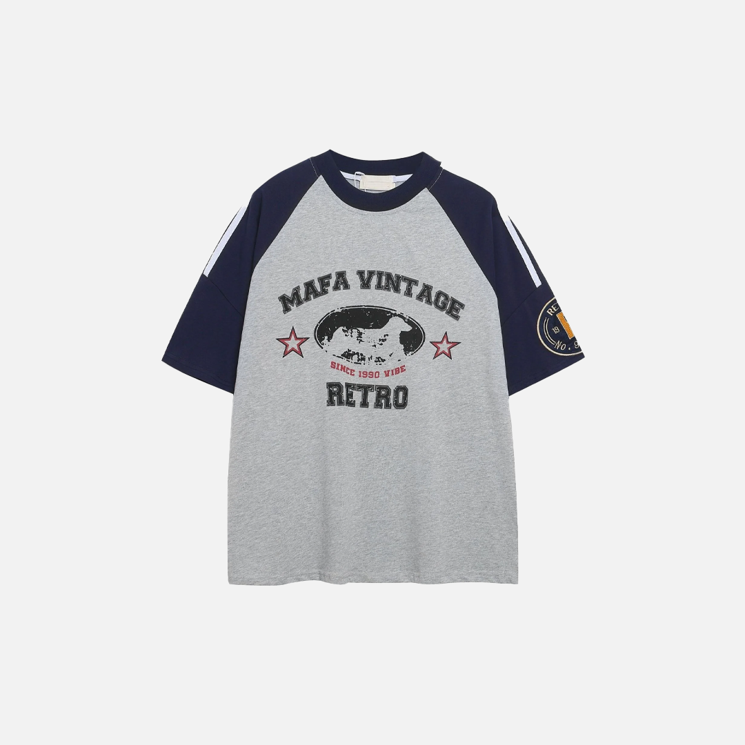 Durable Retro Patchwork Casual Cotton T-Shirt - Luxuryurbanwear