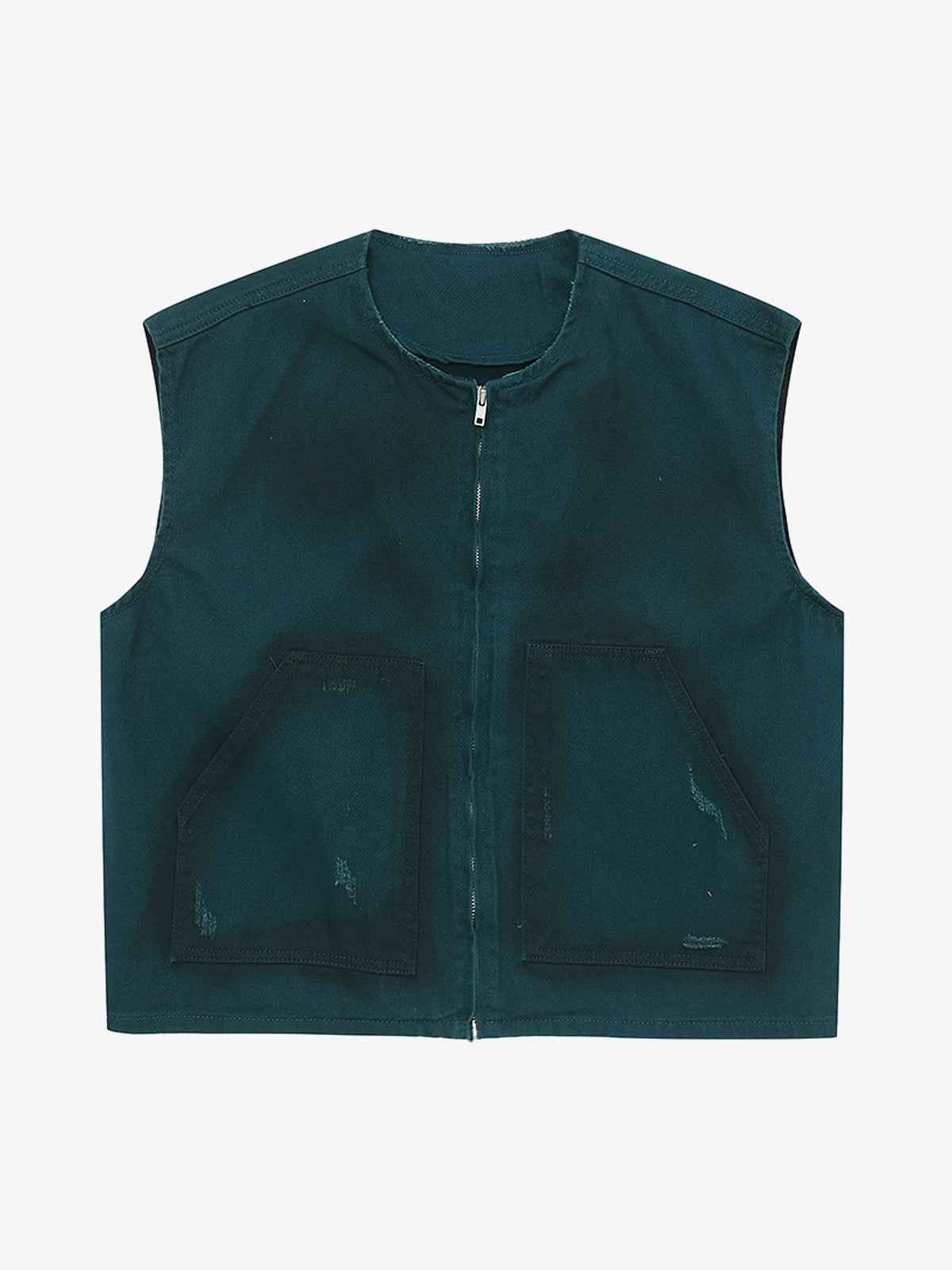 Airbrush Print Sleeveless Vest & Straight Leg Jeans Set