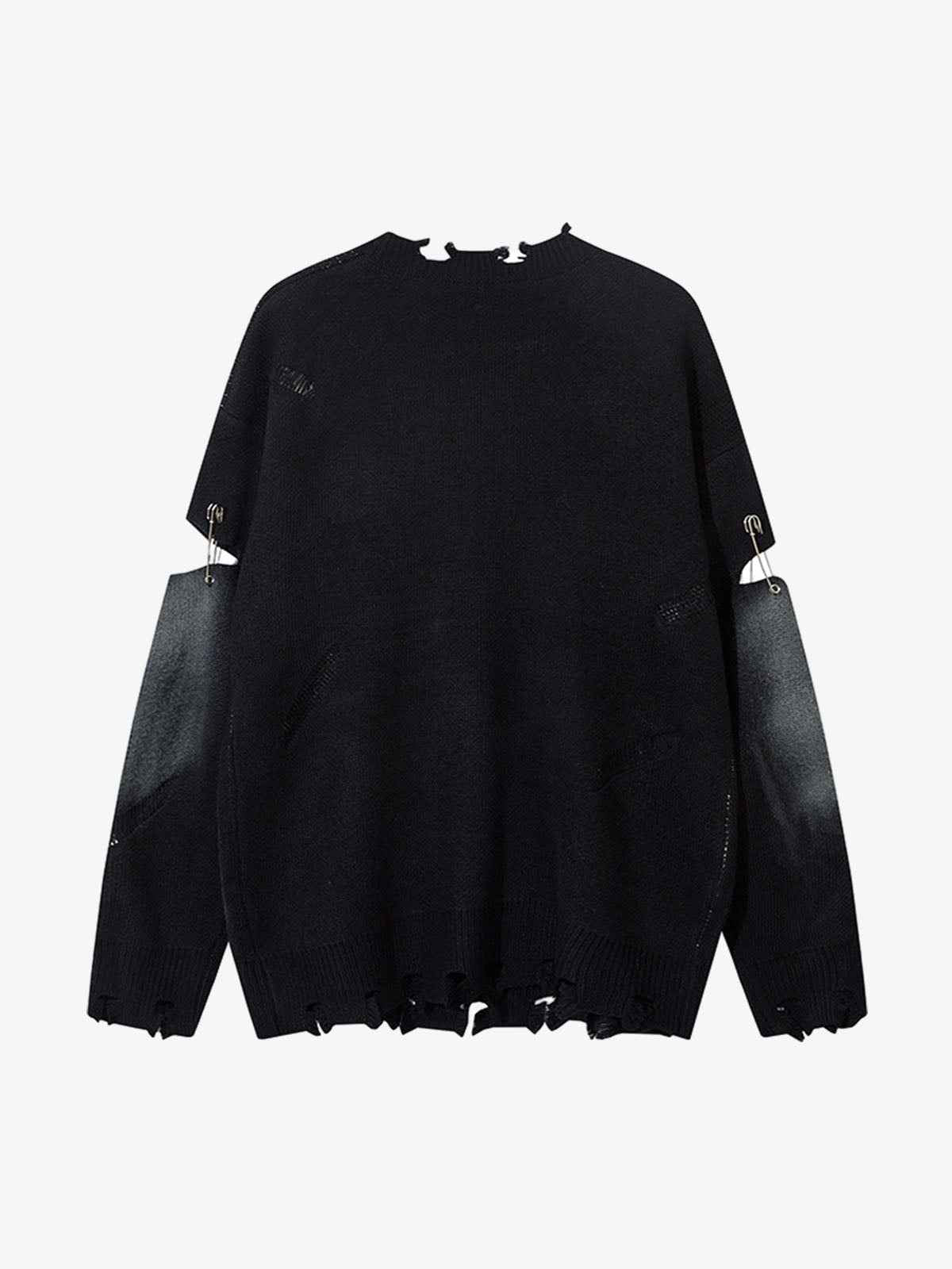 Vintage Spray-Painted Cross Hole Knit Sweater