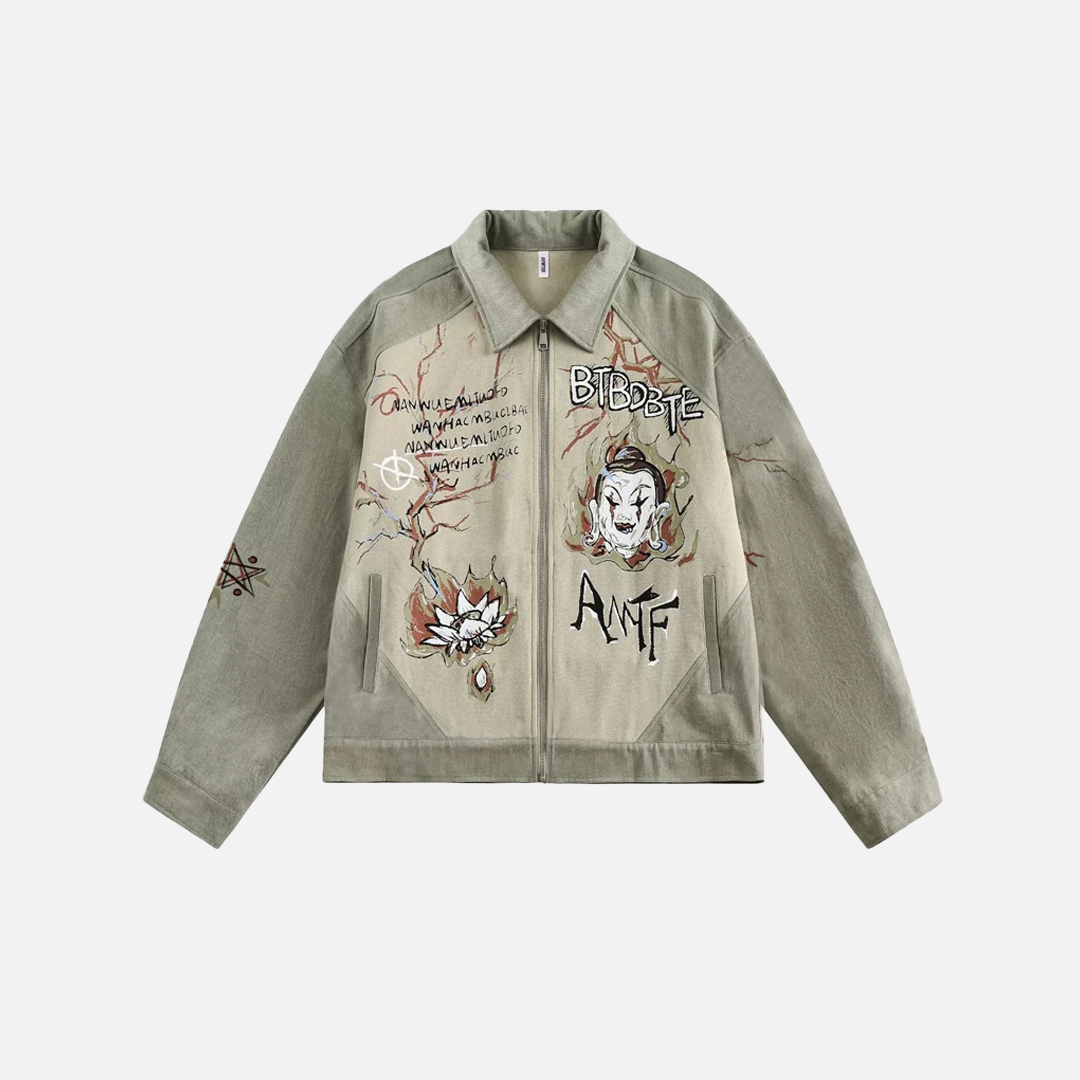 Breathable Chines Style Oversized Patchwork Denim Jacket - Luxuryurbanwear