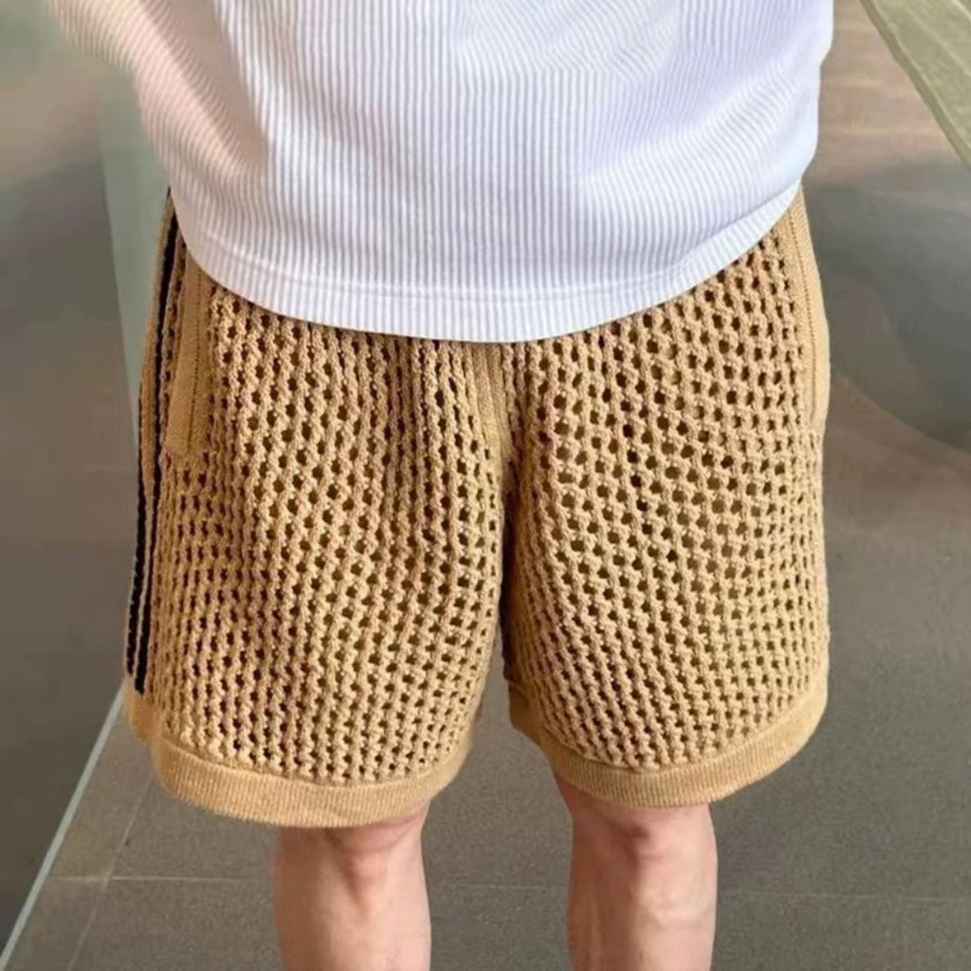 Mesh Stripe Knit | Baggy Shorts - Luxuryurbanwear