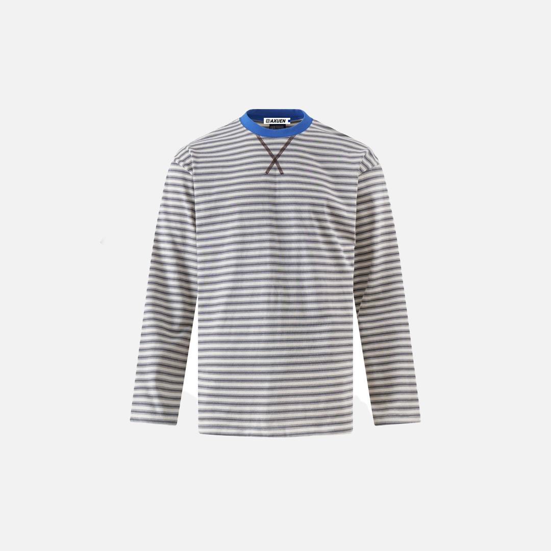 Striped Oversized Long Sleeve Casual T-Shirt - Luxuryurbanwear