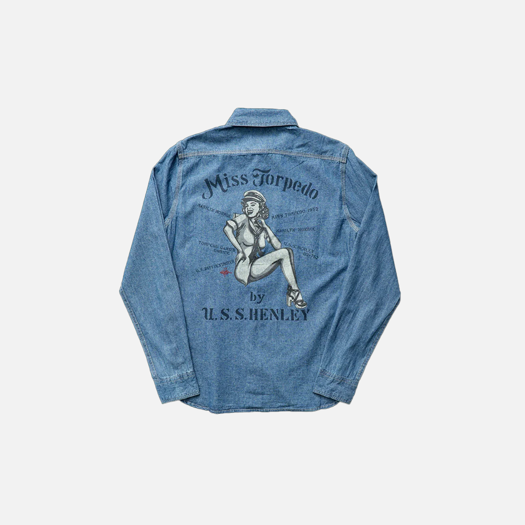 Insulated Streetwear Monroe Denim Long Sleeve Shirt - Luxuryurbanwear