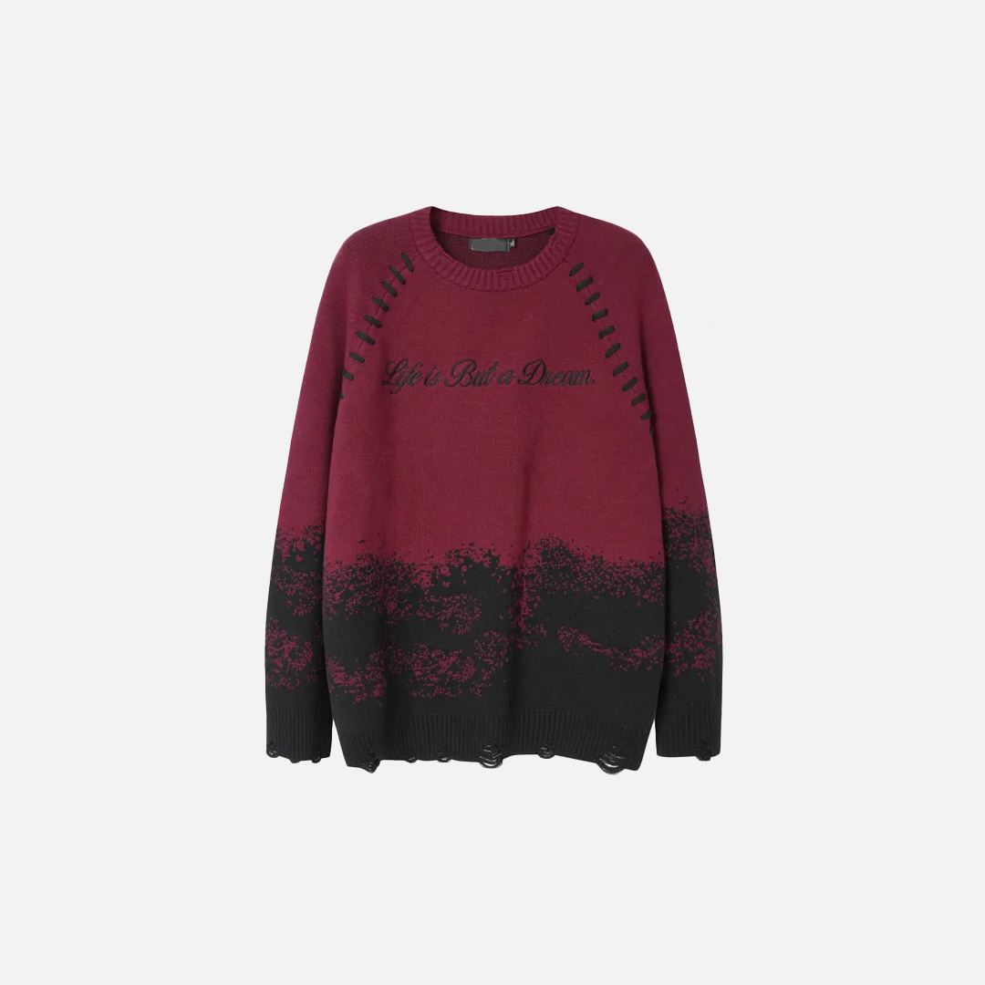 Stylish Grunge Embroidered Ripped Sweater - Luxuryurbanwear