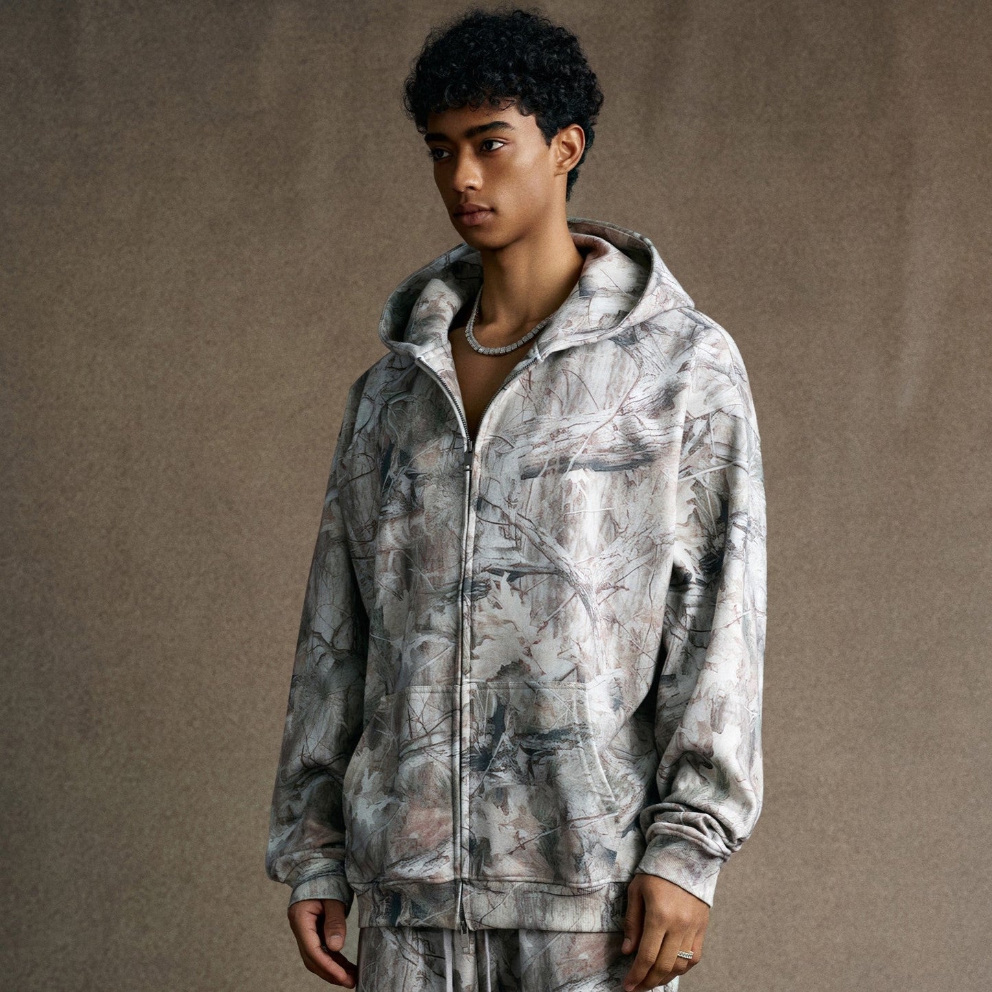 Forest Camo | Oversized Zip-Up Hoodie - Luxuryurbanwear