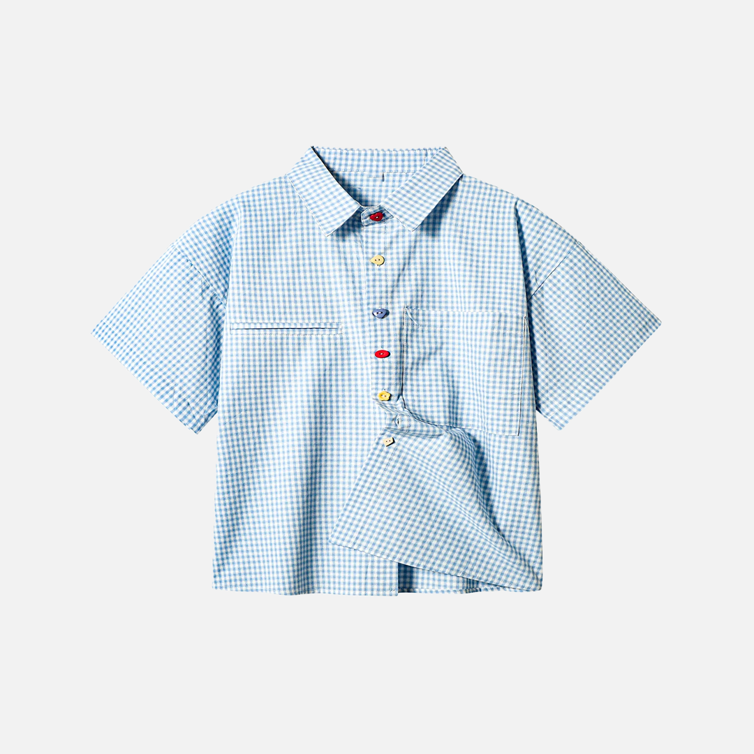 Premium Plaid Lapel Summer Short Sleeve Shirt - Luxuryurbanwear