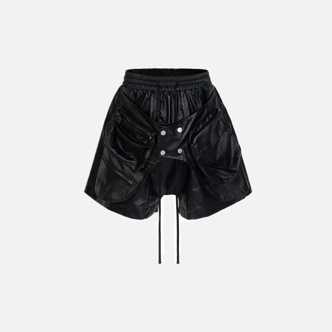 Y2K Gothic Punk Drawstring Black Short - Luxuryurbanwear