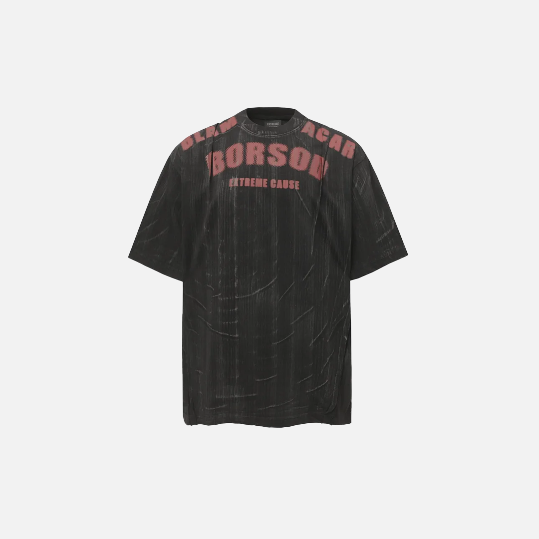 Streetwear Dirty Wash Letter Print Crew T-Shirt - Luxuryurbanwear
