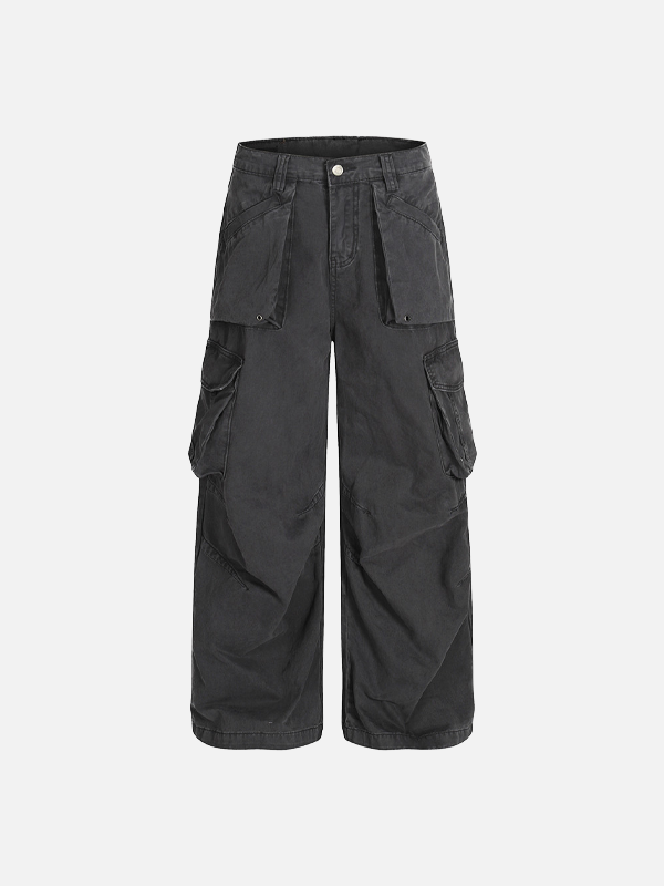 Durable Streetwear Loose Fit Pleated Cargo Pants - Luxuryurbanwear