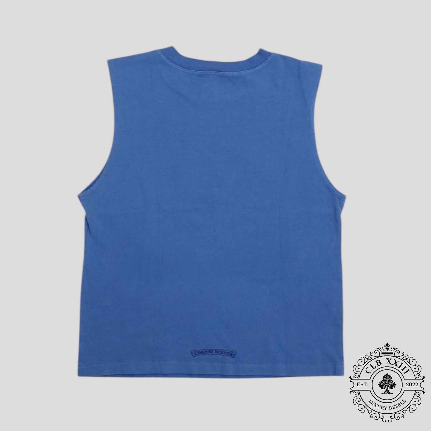 Chrome Hearts Women's Triple Cross Flocked Sleeveless Shirt in Blue