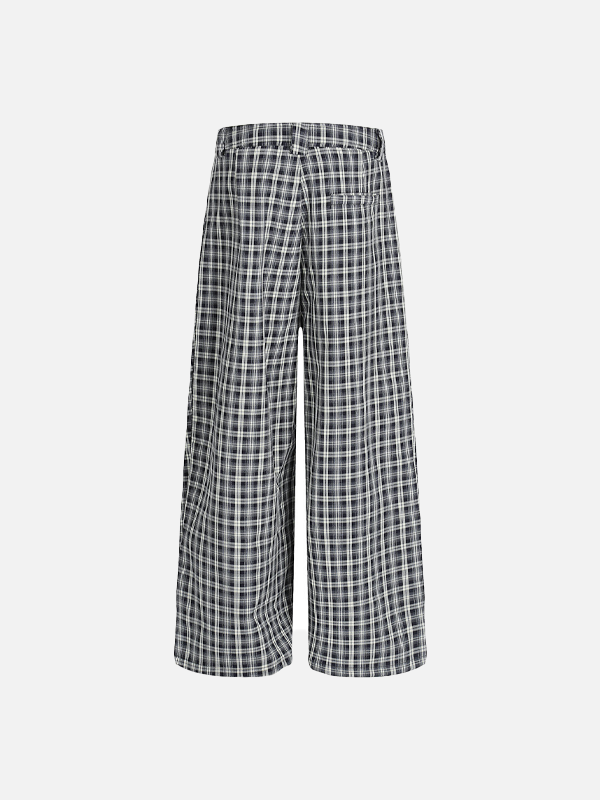 Retro Relaxed Plaid Casual Wide Leg Jogger - Luxuryurbanwear