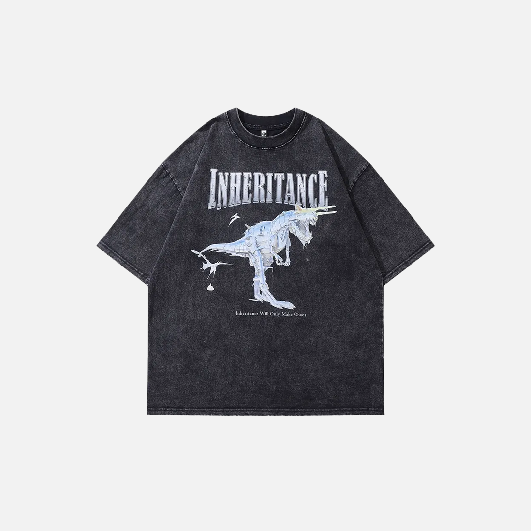 Graphic Robot Dinosaur Print Short Sleeve T-Shirt - Luxuryurbanwear