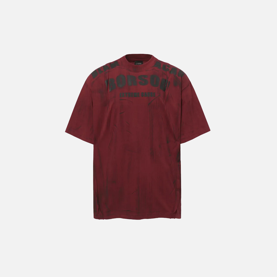 Streetwear Dirty Wash Letter Print Crew T-Shirt - Luxuryurbanwear