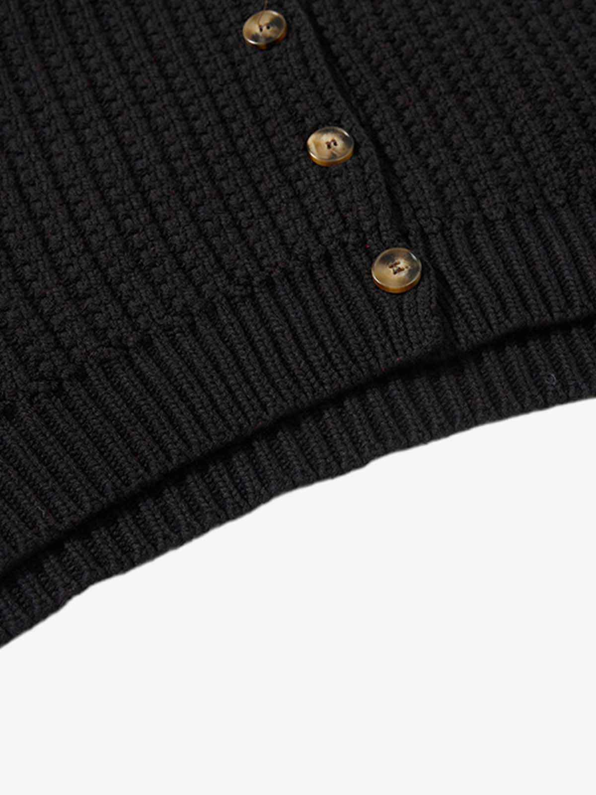 Retro Cable Knit Button-Up Collared Cardigan Sweater
