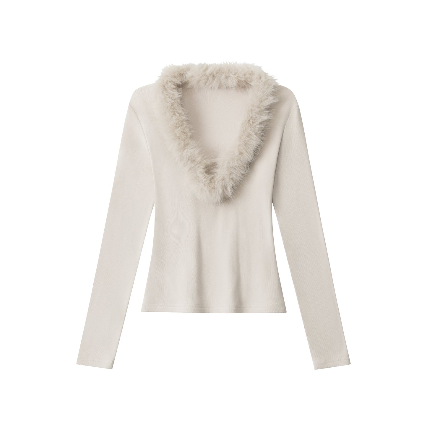 Fuzzy Vibe | Faux Fur Collar Knit Top - Luxuryurbanwear