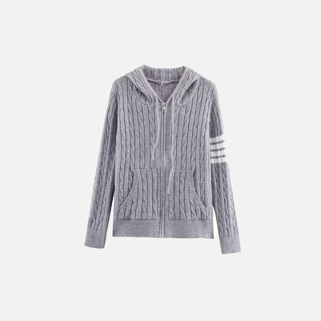 Effortless Slim Fit Zipper Hooded Cardigan - Luxuryurbanwear
