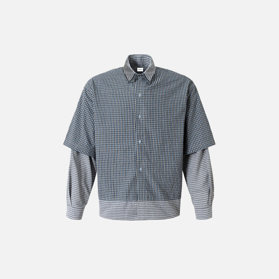 Stylish Detachable Plaid Long Sleeve Shirt - Luxuryurbanwear