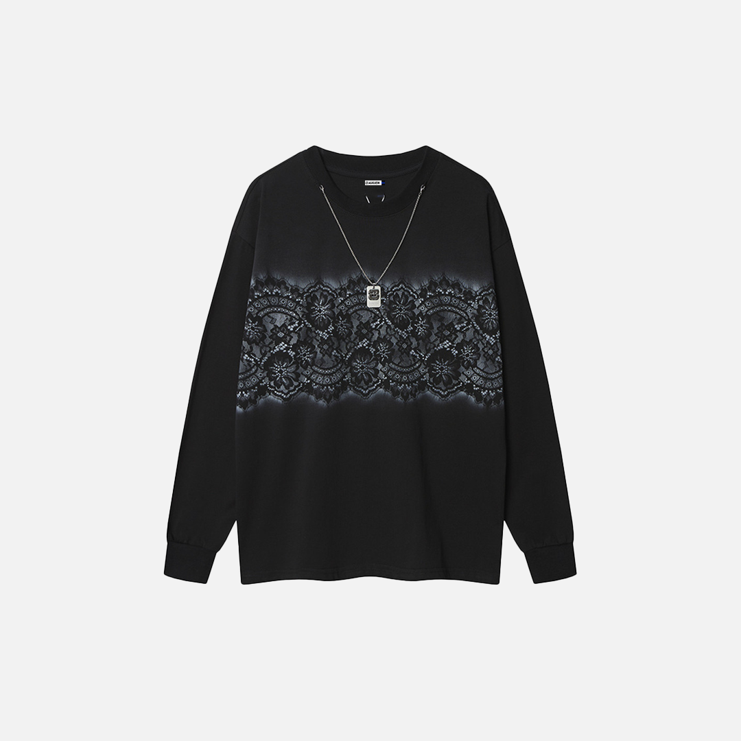 Streetwear Floral Print Chain Detail Long Sleeve Sweatshirt - Luxuryurbanwear
