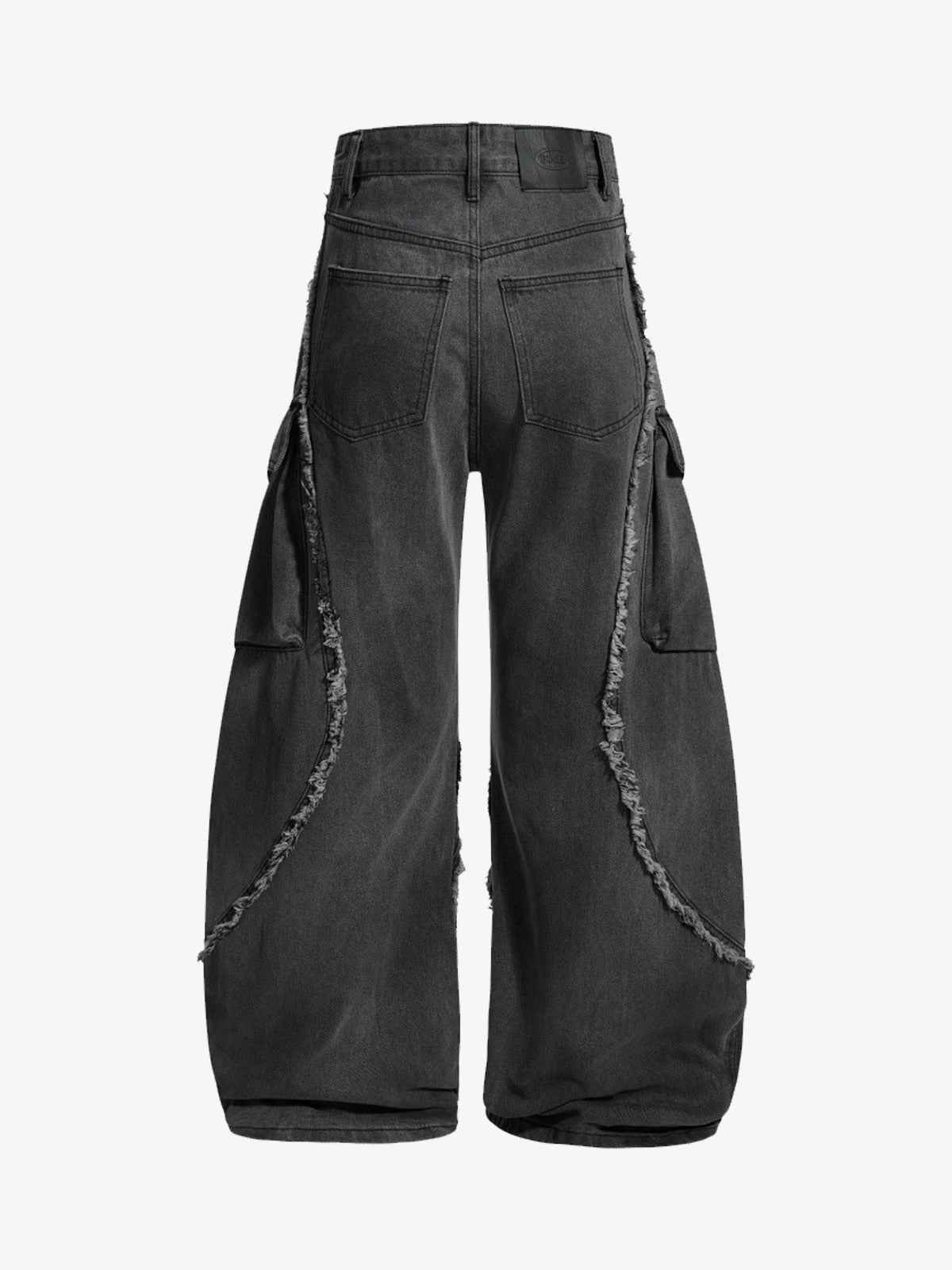 Retro Washed Distressed Deconstructed Patchwork Barrel Jeans