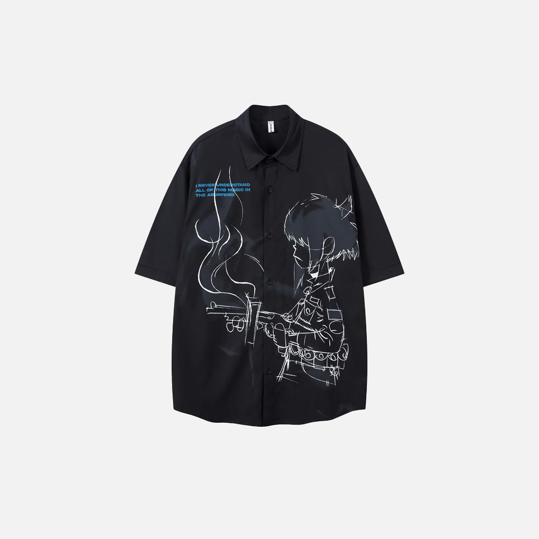 Sweet Colorful Cartoon Print Short Sleeve Shirt - Luxuryurbanwear