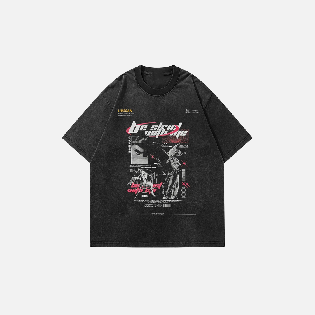 Oversized Streetwear Faded Angel Statue T-Shirt - Luxuryurbanwear