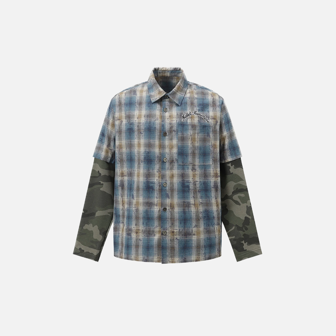 Streetwear Camouflage Patchwork Long Sleeve Button Shirt - Luxuryurbanwear