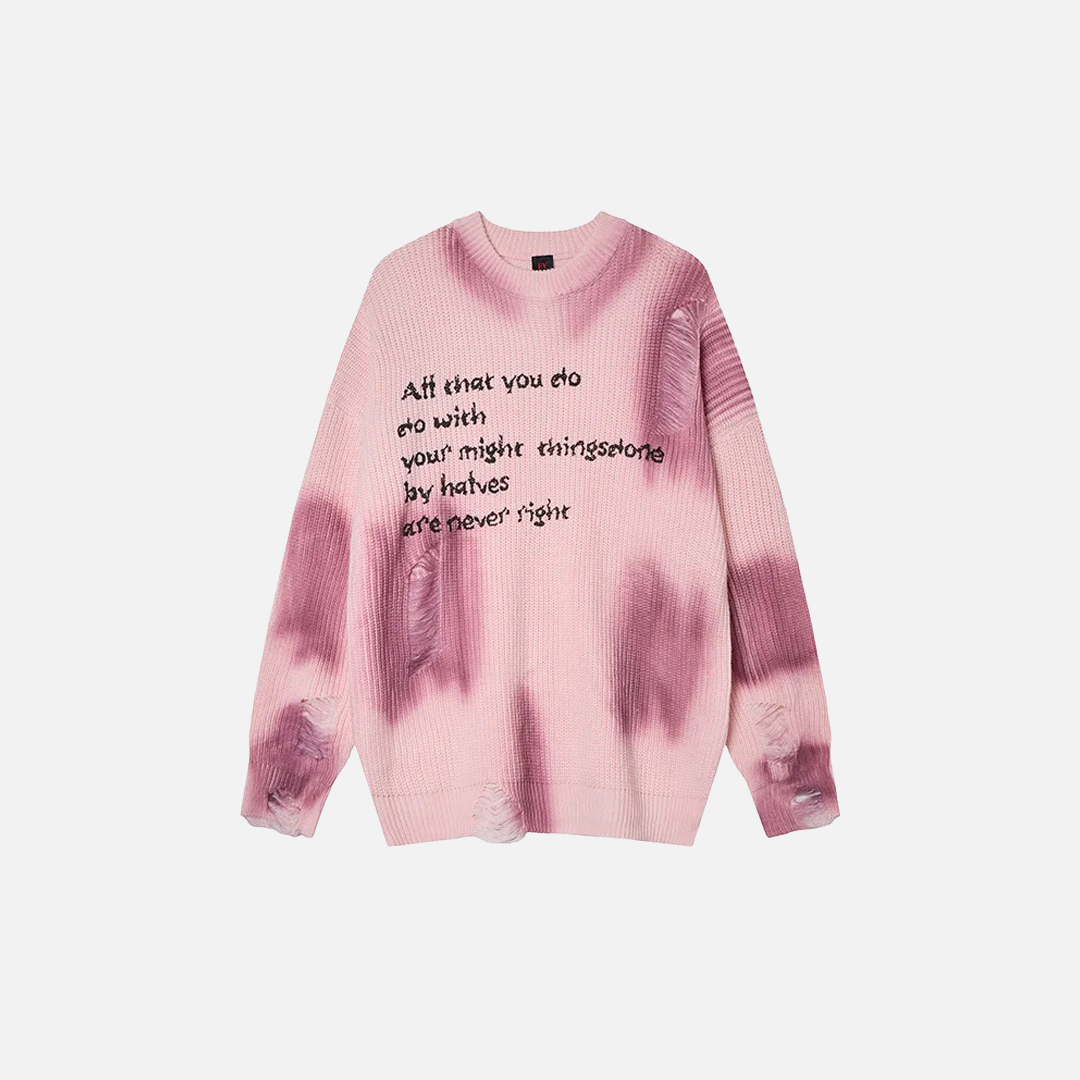 Lightweight Distressed Hip Hop Tie Dye Knit Sweater - Luxuryurbanwear